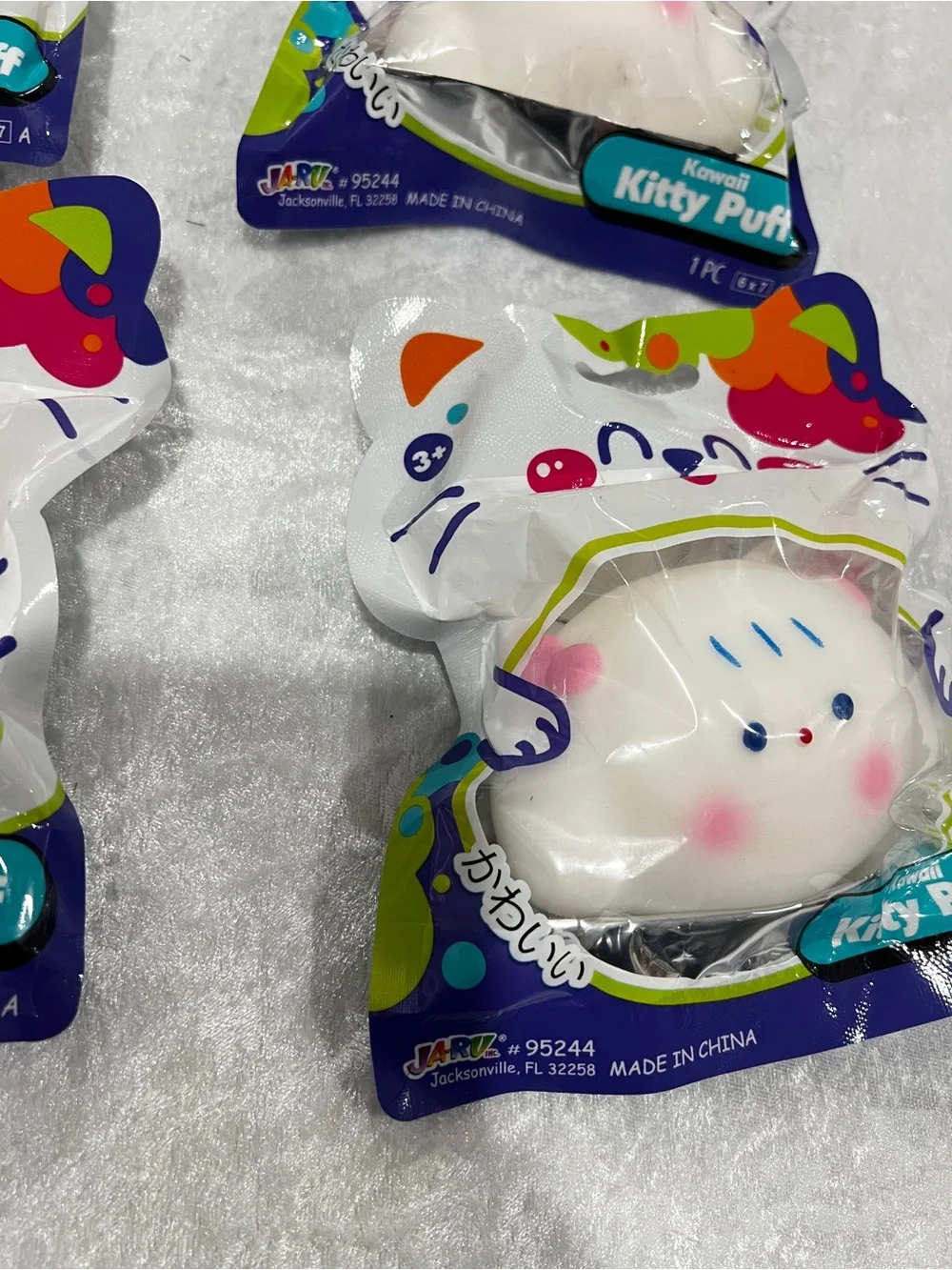 Lot of 4 Kawaii Squishy Soft Puffy Kitty Party Favor Kids Toy Age 3+